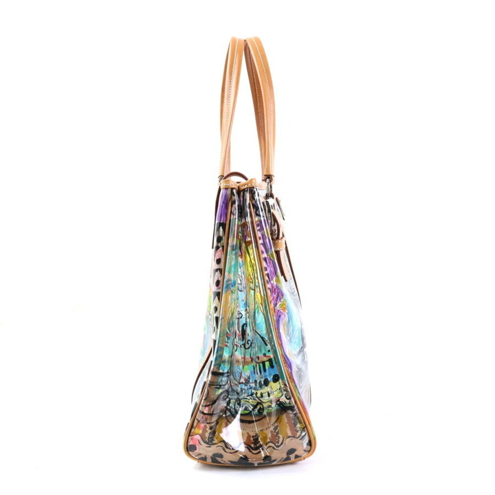 Prada vinyl leather handbag multicolor brown